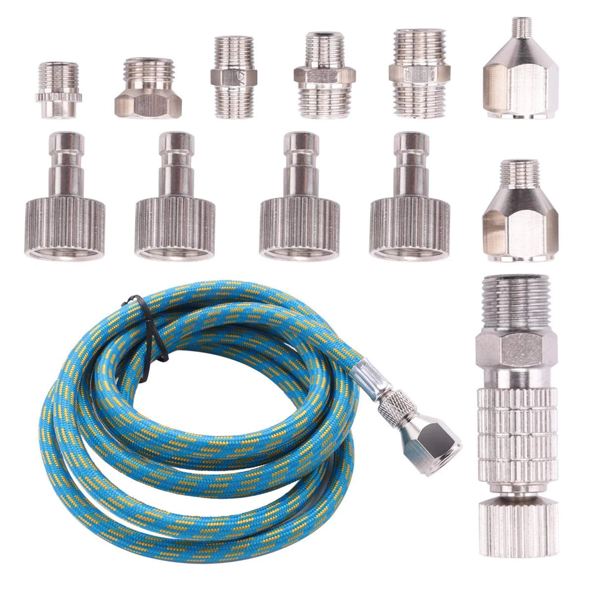 Airbrush Adapter Set, Quick Release Airbrush Adapter Kit, Nylon Braided Air Hose, for Air Compressor and Airbrush Hose