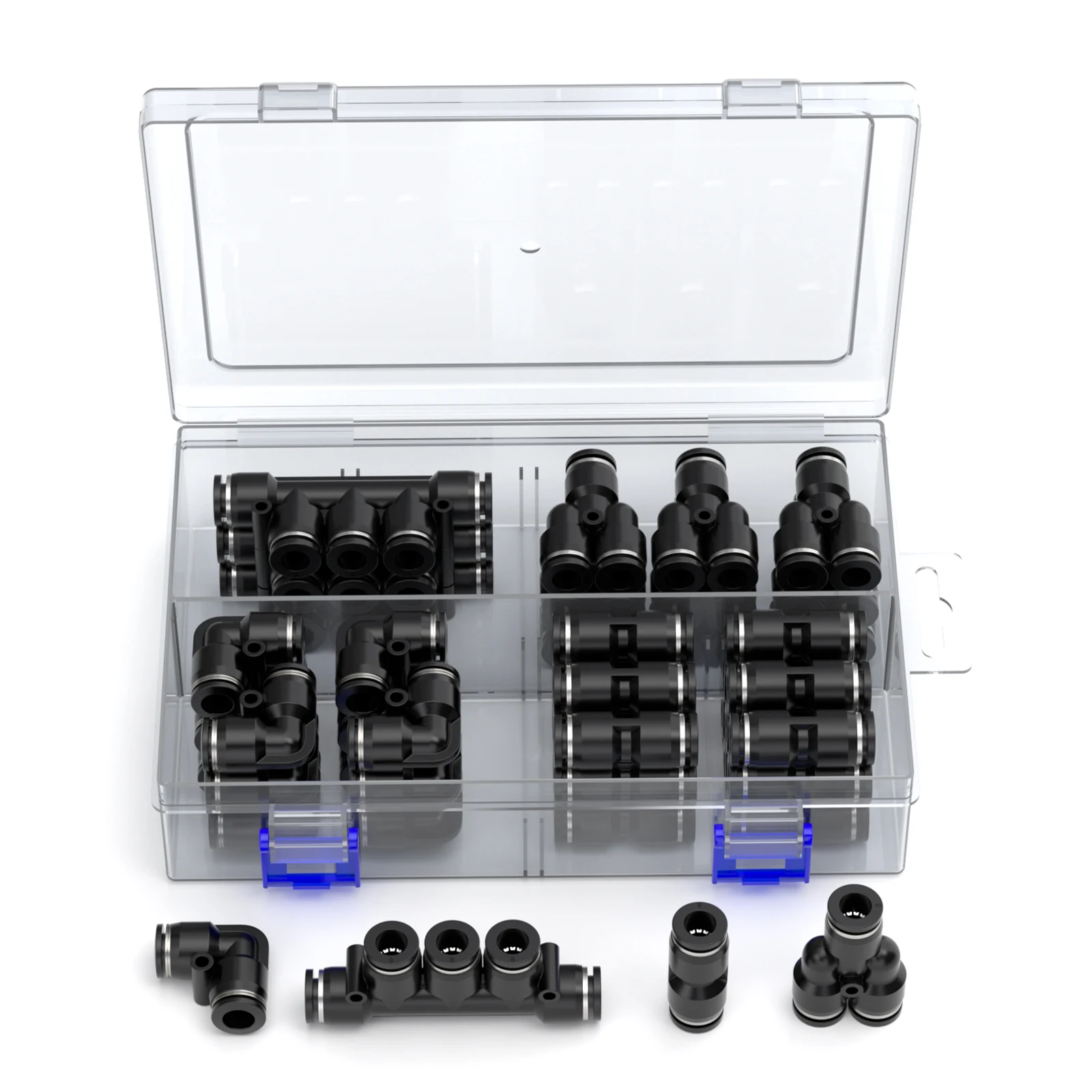 

Boxed Black PU/PV/PY/PK Pneumatic Fitting Kit 4mm 6mm 8mm 10mm 12mm Outer Diameter of the Hose Pipe Tube Air Connectors