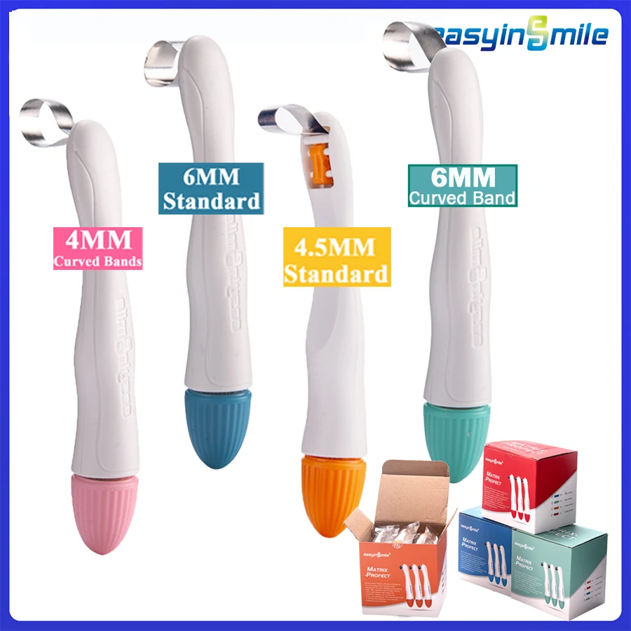 50/10Pc Dental Pro Matrix Bands Pre Formed Sectional Matrix System Roll Type Matrix Band Retainer 180° Adjustable Crown Material