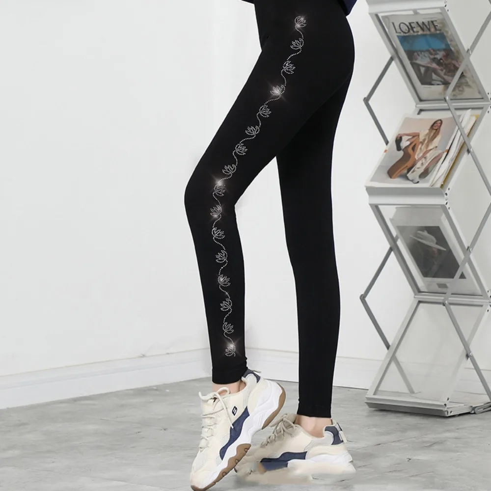 Helle Bohrer-Glitzer-Leggings, superelastisch, hohe Taille, Freizeit-Glitzerhose, verdickte Haremshose, Diamanten, Glitzerhose, Sommer