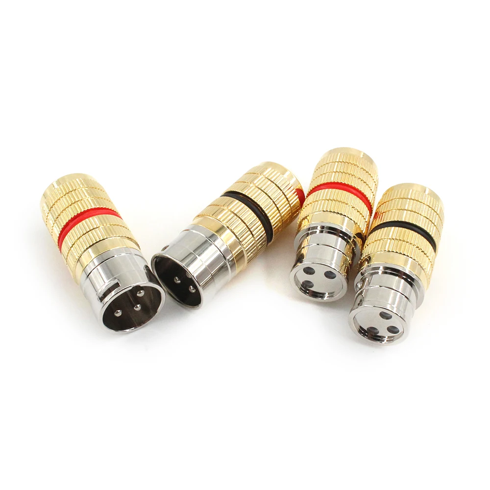 

4pcs Cradas CGF Rhodium Plated XLR Plug Connector HiFi Audio 3Pin M & F Black Red