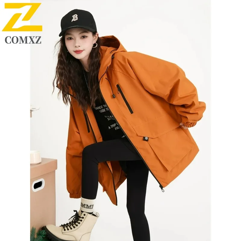 

COMXZ Men Varsity Jacket High quality Hooded Multi Pocket Outdoor Casual Fishing Adventure Trench Coat Walking Breathable Jacket