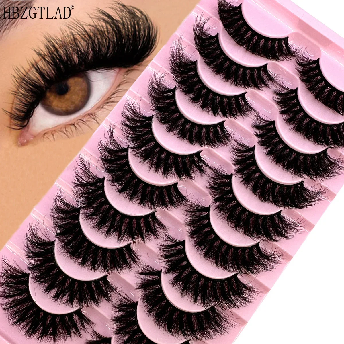HBZGTLAD 10pairs Super Fluffy Wispy Mink Eyelashes Fake Lashes Makeup enhancing eye appearanc  Fluffy Volume Eyelashes Fake Eye