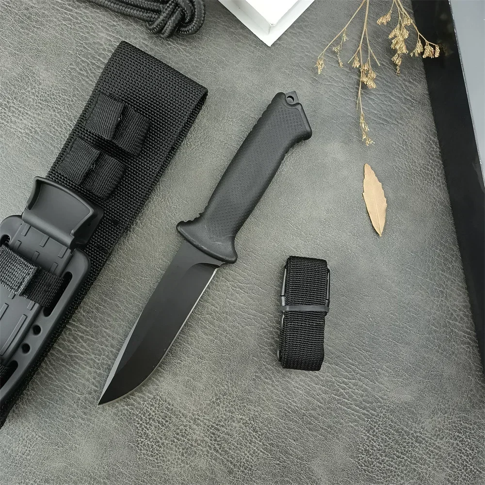 

Черный нож с фиксированным лезвием, нож для выживания на открытом воздухе, 8CR13MOV, лезвие, нескользящая ручка для охоты, джунглей, пешего туризма, скалолазания, инструменты