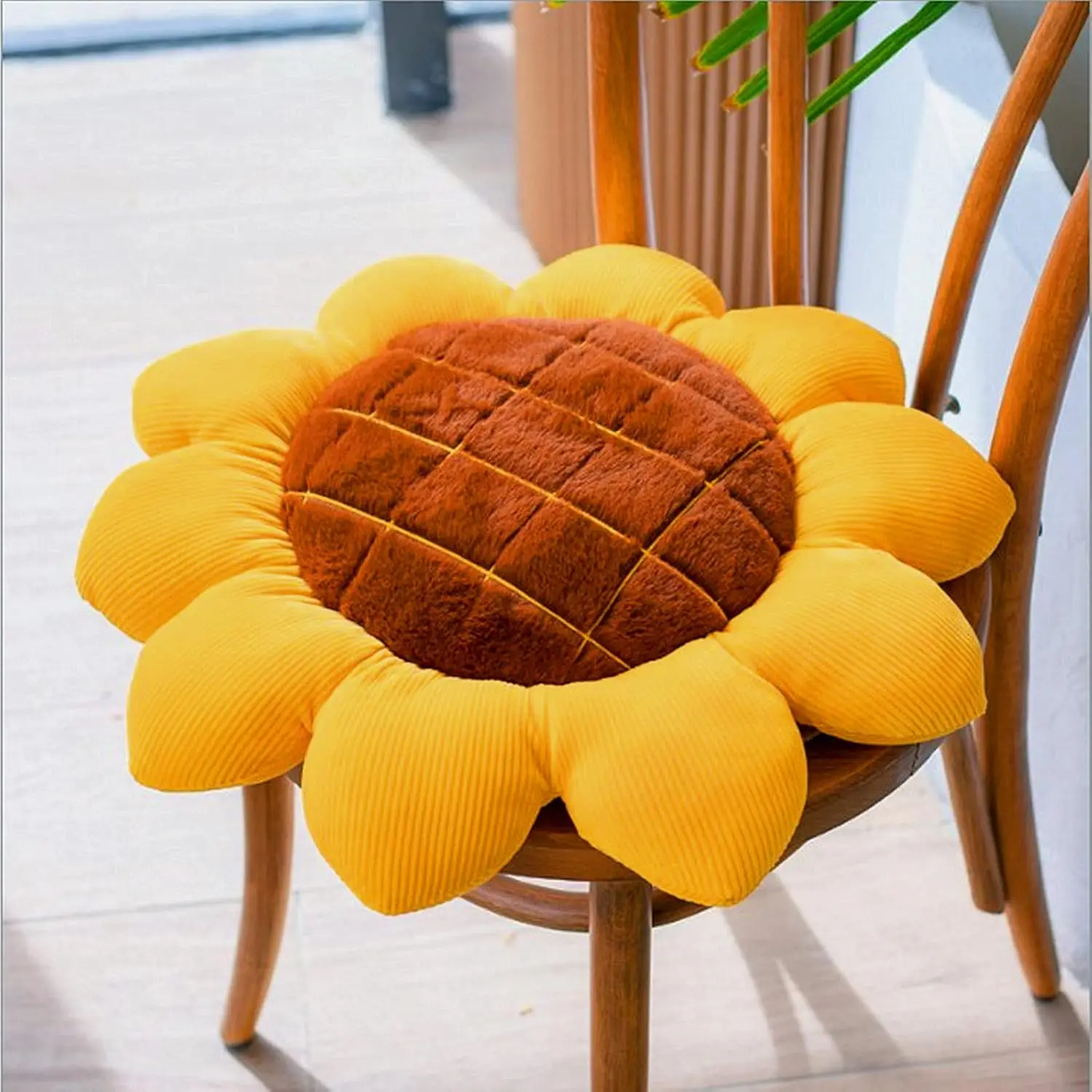 

Yellow Sunflower Cushion Mat Home Decor Reversible Floor Pillow Seating Cushion Girls Boys Mother Gift Soft Velvet Stuffed