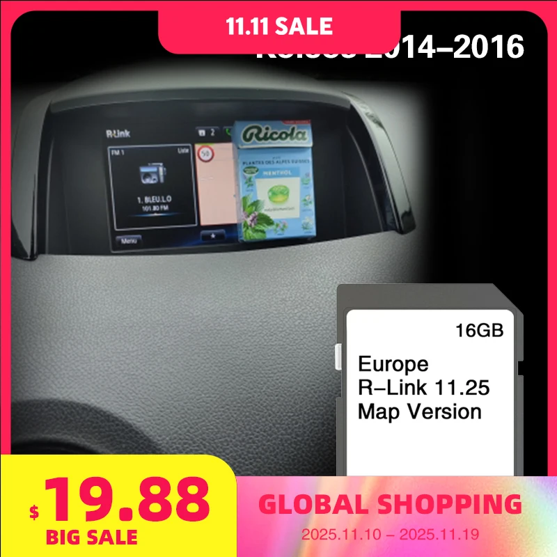

Map r-link 11.25 Coverage for Renault Koleos 2014-2016 Finland Hungary Lithuania 16GB Map SD Card