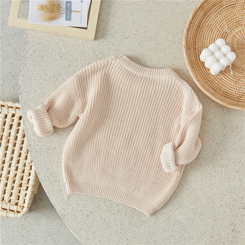 Suefunskry Newborn Baby Girl Boy Knitted Long Sleeve Autumn Winter Sweater Christmas Letter Print Loose Pullover Casual Tops