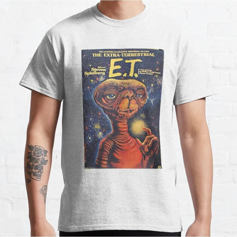 ET The Extra Terrestrial Horror z lat 80. Alien E.T. Sci fi Koszulka z krótkim rękawem i okrągłym dekoltem dla mężczyzn w dużych rozmiarach Topy dla dorosłych S-6xl