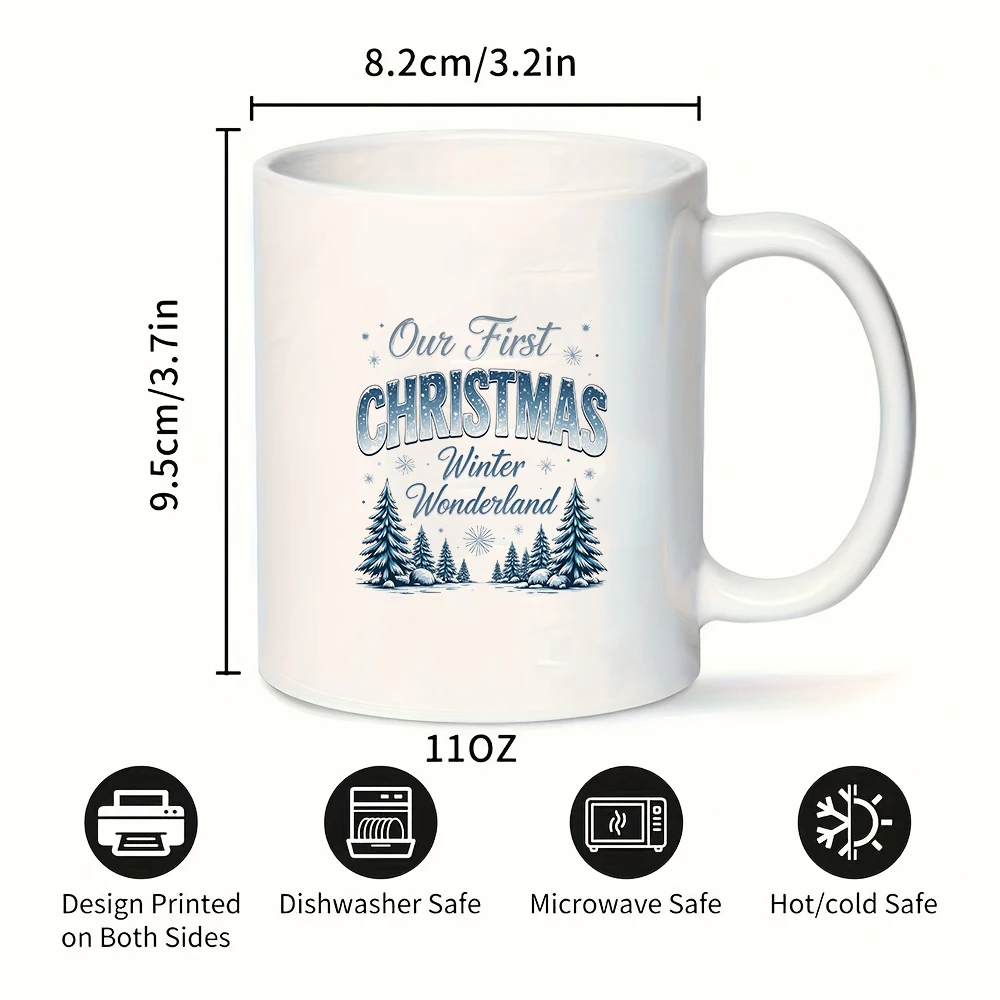 كوب عيد الميلاد سعة 11 أونصة مع تصميم مكتوب بخط اليد لعيد الميلاد المجيد والشتاء على شكل ندفة الثلج للأطفال كوب للمشروبات الباردة الساخنة مثالي للمنزل