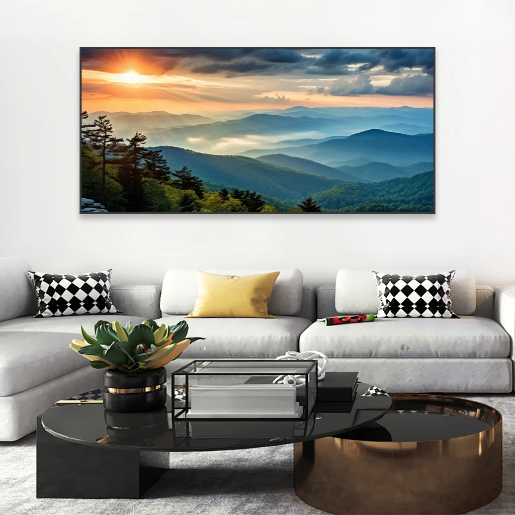 National Park Landscape Poster Blue Ridge Mountains Canvas Prints Extra Large Horizontal Canvas Painting Home Living Room Decor