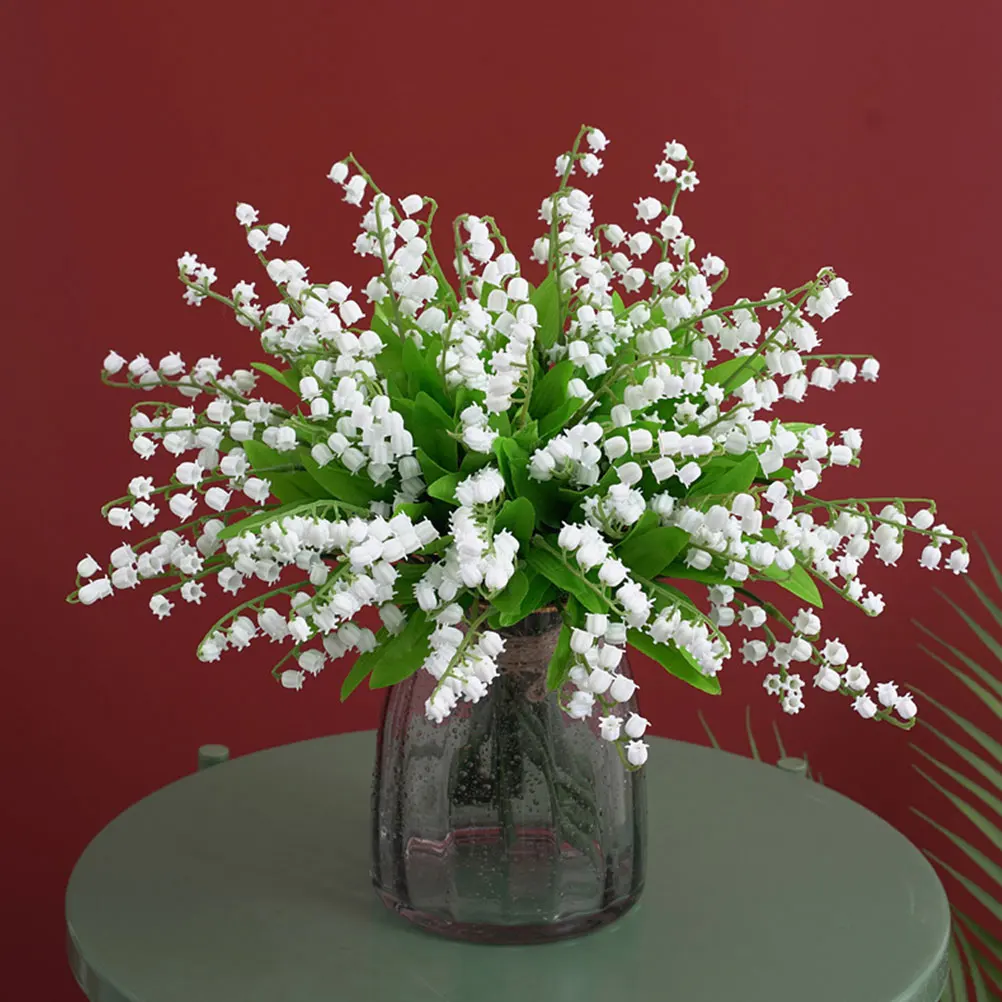 

12pcs Artificial Lily of the Valley Flowers Plastic Home Decor Fake Blossoms Wedding PartySimulation Flowers Decorative