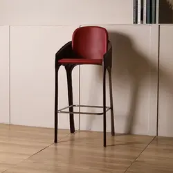 Chaise de bar de luxe légère de style italien, siège haut en cuir simple et moderne pour la maison