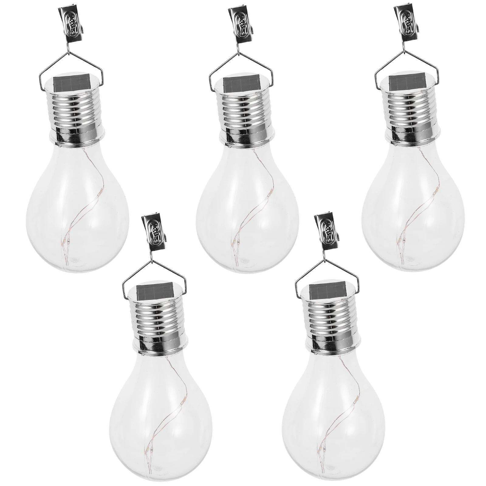 

5pcs Solar Hanging Bulb Warm White Transparent LED Light Outdoor Decorative Tree Lights Eco Friendly Durable Garden Adornment