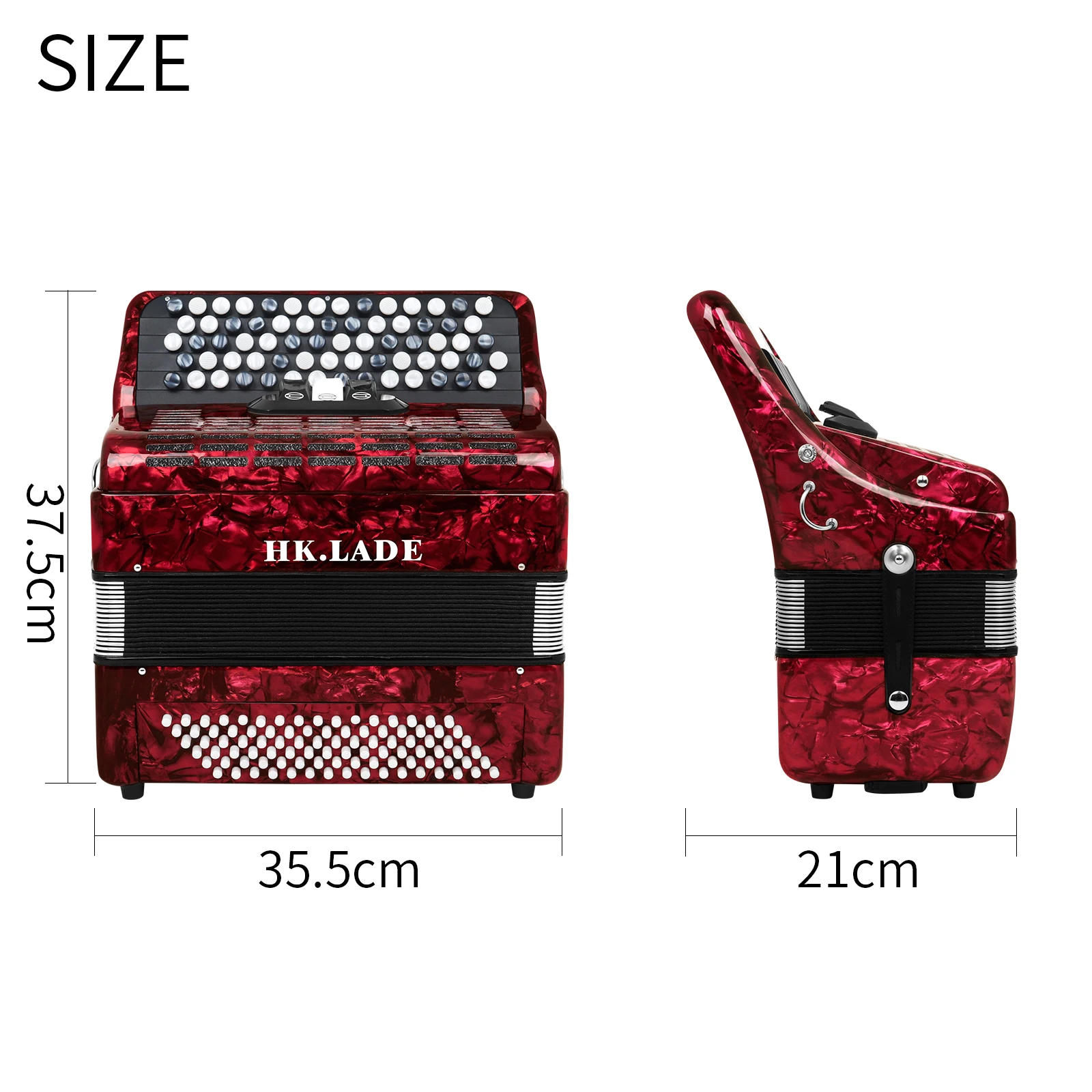 HK.LADE AH-120 Professional Button Accordion 69 Key 96 Bass 3 Tone Regulators Button Type Accordion for Accordion Performance