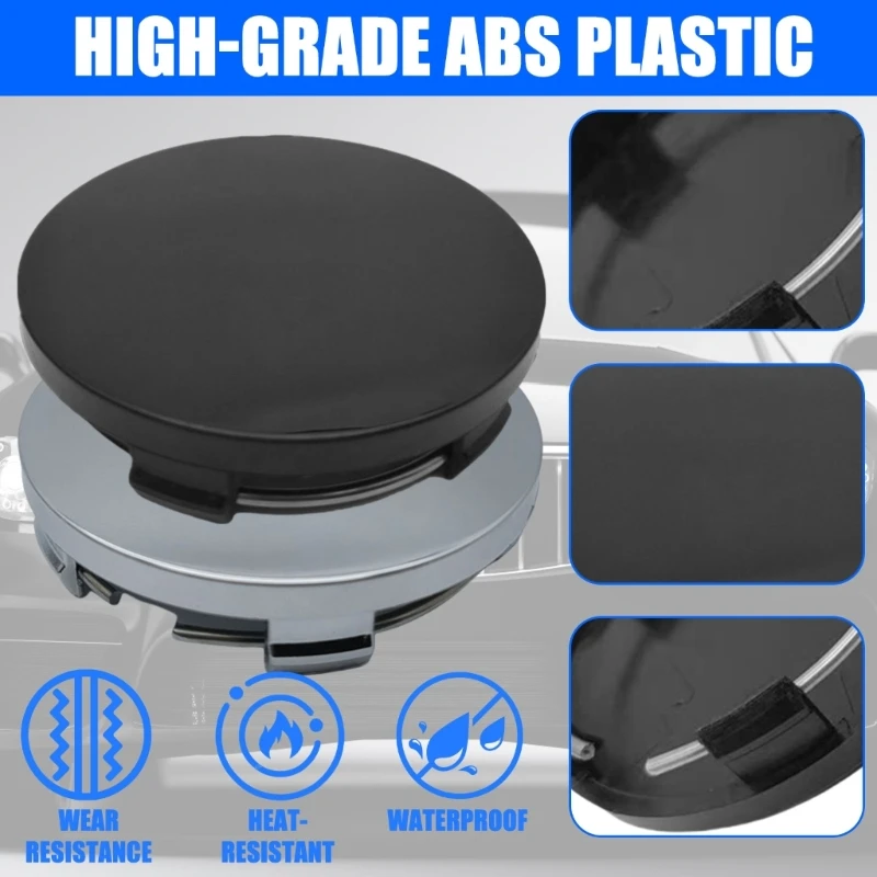 Car Wheel Hub Center Caps with 60mm Diameter Anti Falling Designs Wheel Hub Center Covers 2 Color for Option 4pcs for Car