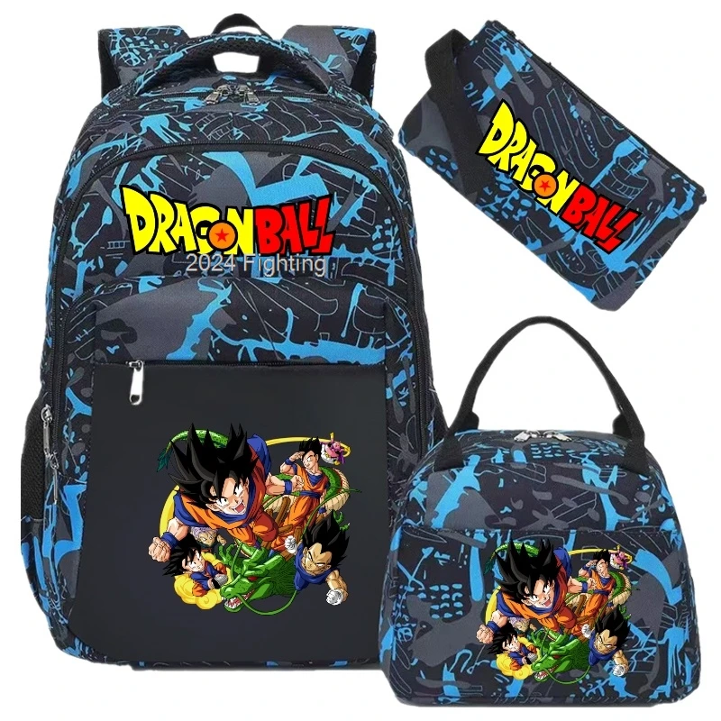 3pcs DRAGON BALL Backpacks With Shoulder Bags Camouflage Capacity College High Schoolbag Anime Travel Casual Mochilas