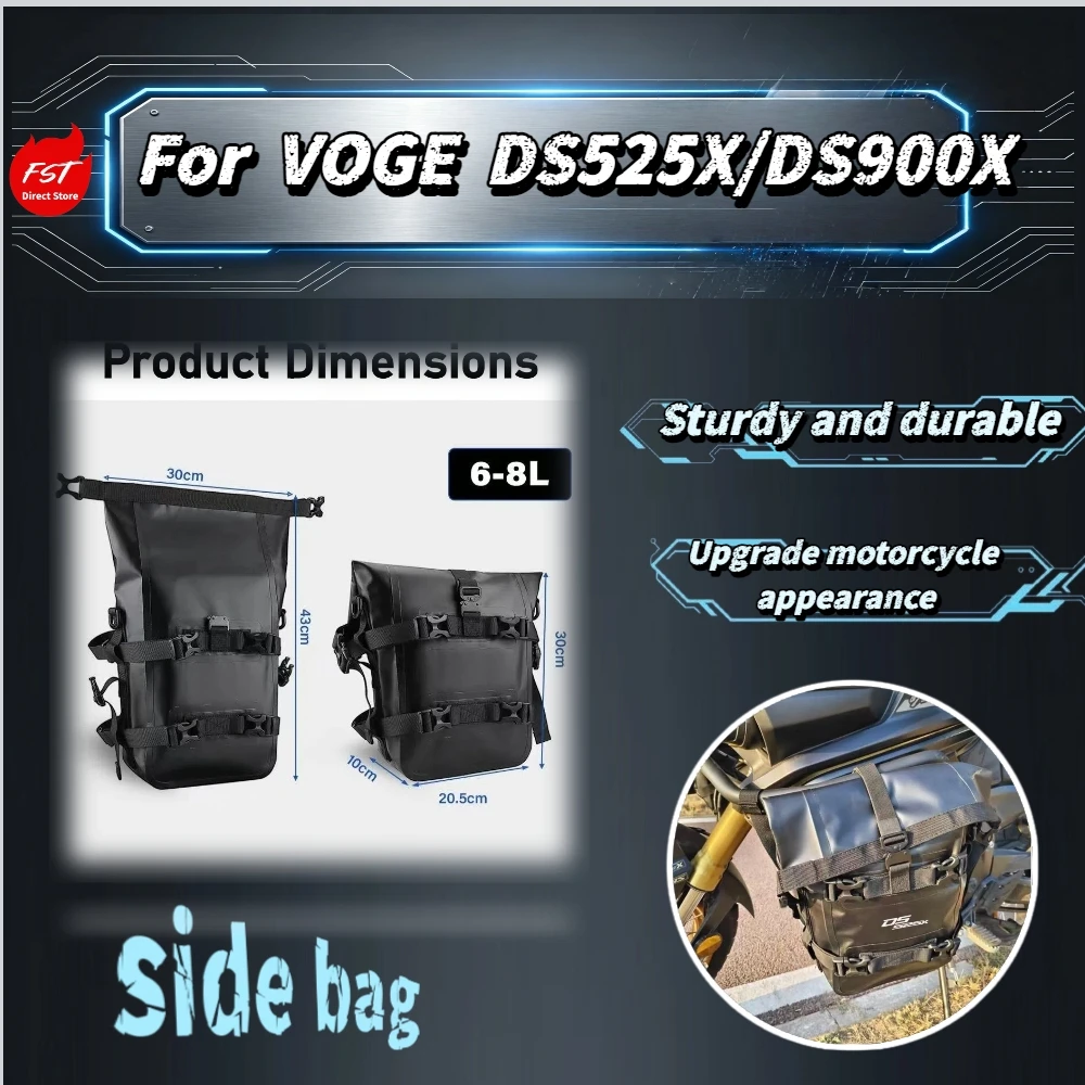 For VOGE DS525X DS900X Motorcycle Crash Bar Bag, Waterproof Side Tail Bag, Anti-scratch Moto Tour Luggage Accessories