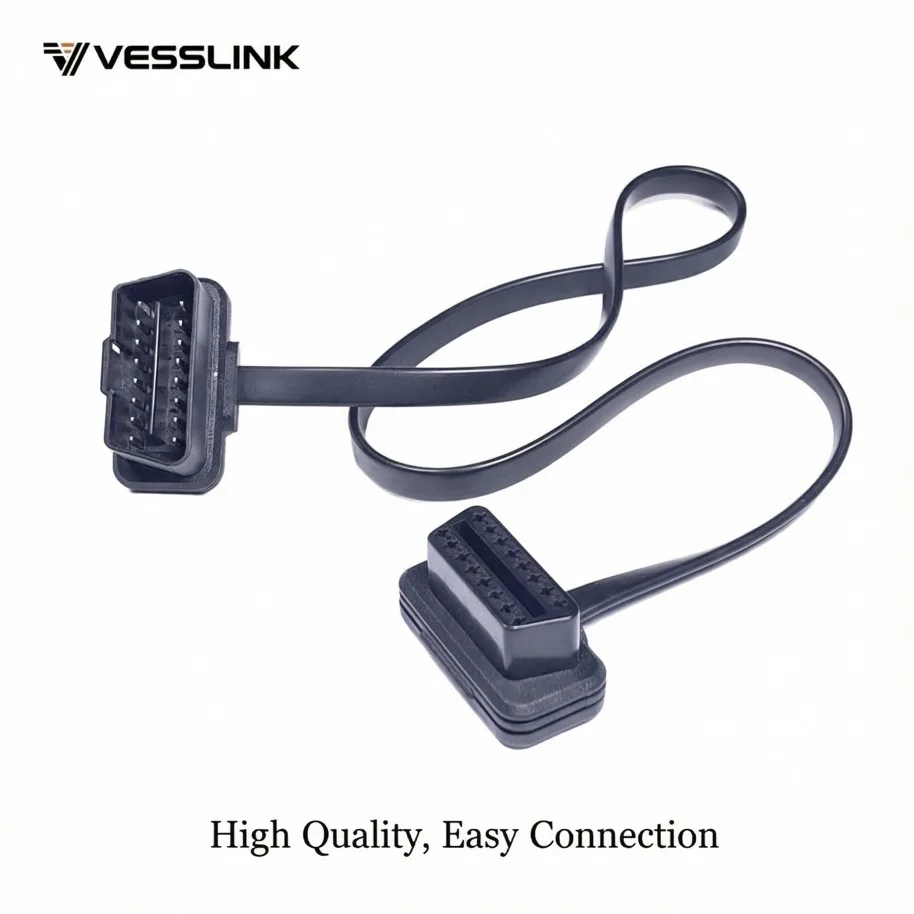 New Flat Thin As Noodle OBD2 16Pin Male To Female Flat Extension Cable  OBD Extension Cable Connector Diagnostic Tool