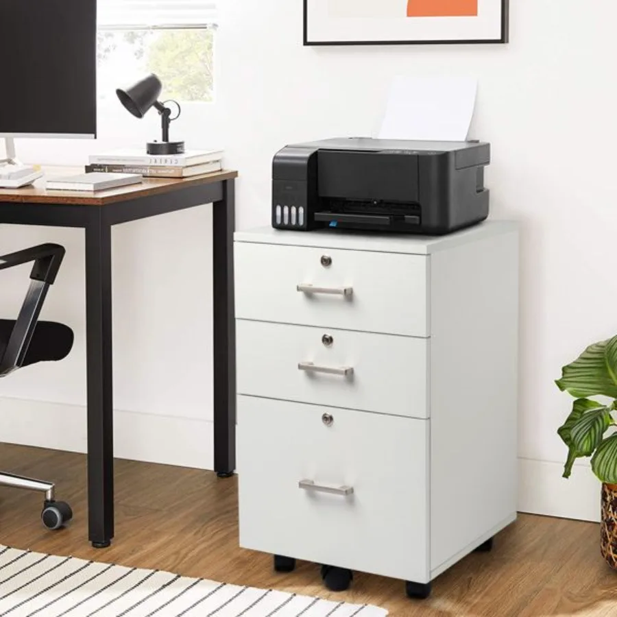 

FCH White Wood Grain Density Board Three Drawers Wooden Filing Cabinet