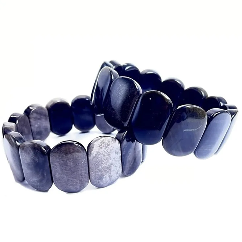 NONE Neues 15X24MM natürliches Amethyst Tigerauge Kristall rechteckiges Energiearmband für Männer und Frauen Mode Charm Schmuck