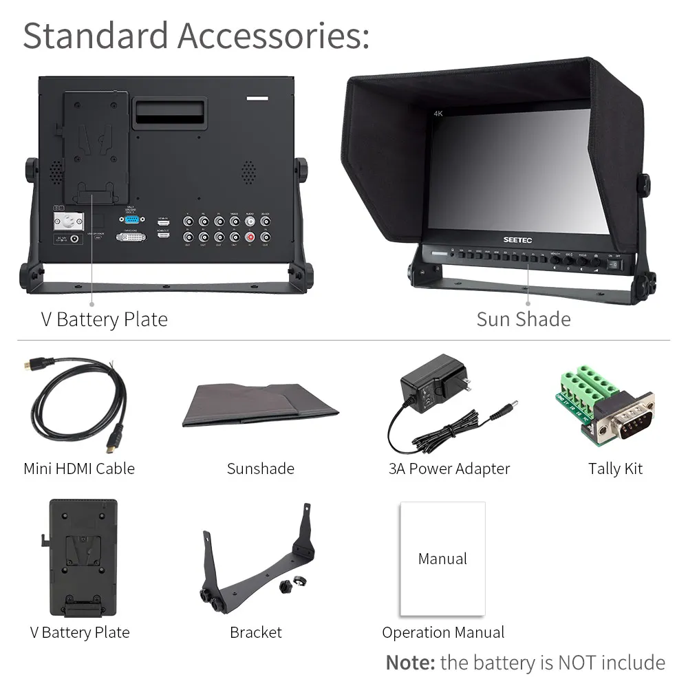 SEETEC P133-9HSD (4K133-9HSD-192) 13.3 Inch Broadcast Director Desktop LCD Monitor 1920x1080 3G-SDI 4K HDMI Studio AV FEELWORLD