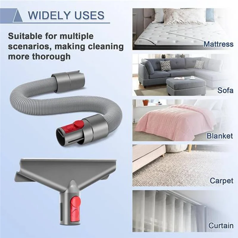 Lite-para dyson v15 v12 v8 v11 v10 v7 detecção absoluta sem fio acessório de vácuo ferramenta colchão + escova rígida + mangueira de extensão