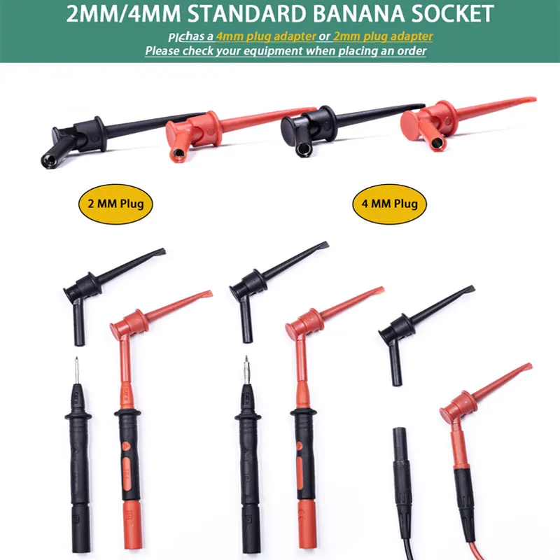 New Multimeter Test Leads Probe Hook  Smd Ic Clamp Spring Damage Test  For Test Lead 2mm/4mm Interface