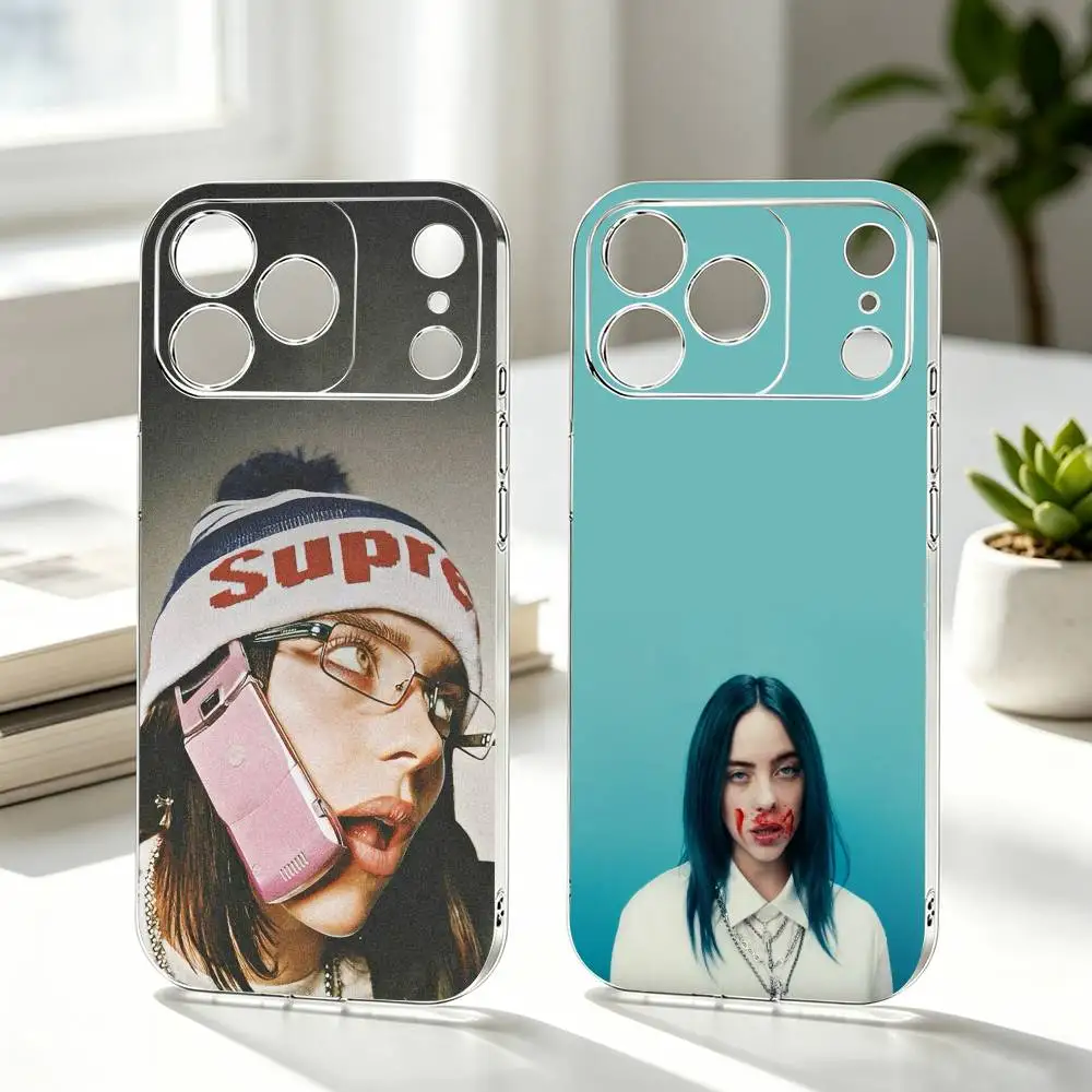 

Singer B-Billie Eilish Phone Case Transparent Silicone Soft For iPhone 17 16 15 14 13 12 11 Mini Pro Max Plus