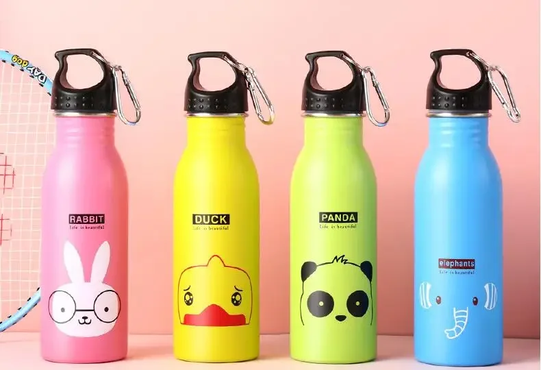 500ML Children\'s Stainless Steel Sports Water Bottles Portable Outdoor Cycling Camping Bicycle Bike Kettle