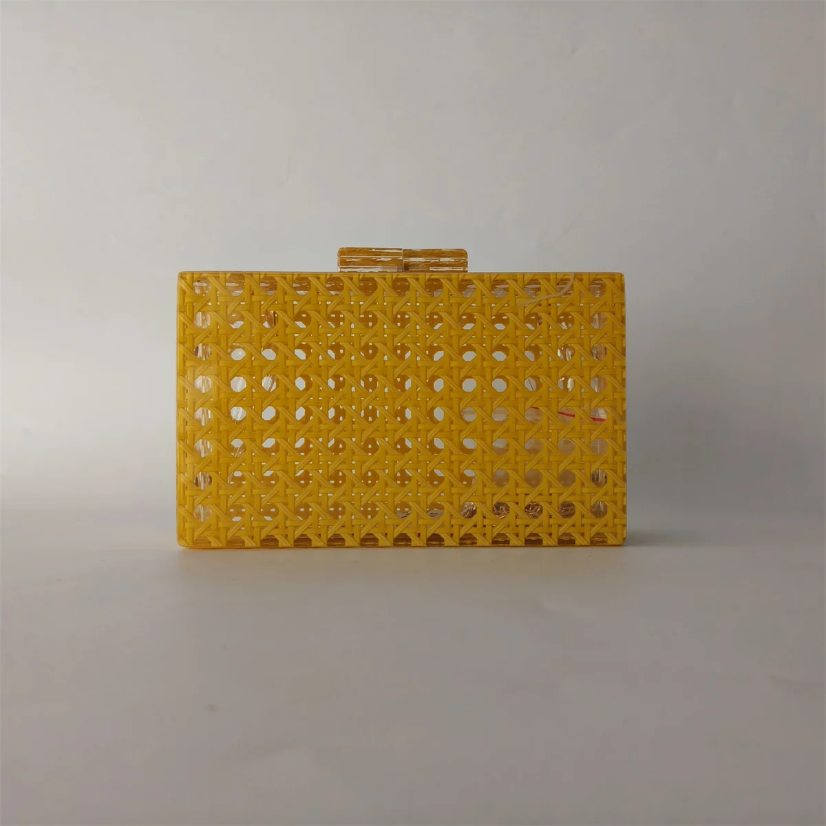 Giallo bianco Hollow Rattan acrilico scatola frizioni sera partito paglia donna femminile piccola spiaggia Flap Lady Box frizioni borse