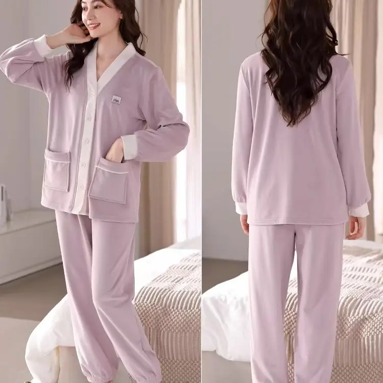 Pajamas Women's Winter Thin Velvet 2025 New Pijamas Women Long-sleeve Trousers Home Clothing Loungewear Large Size 100Kg