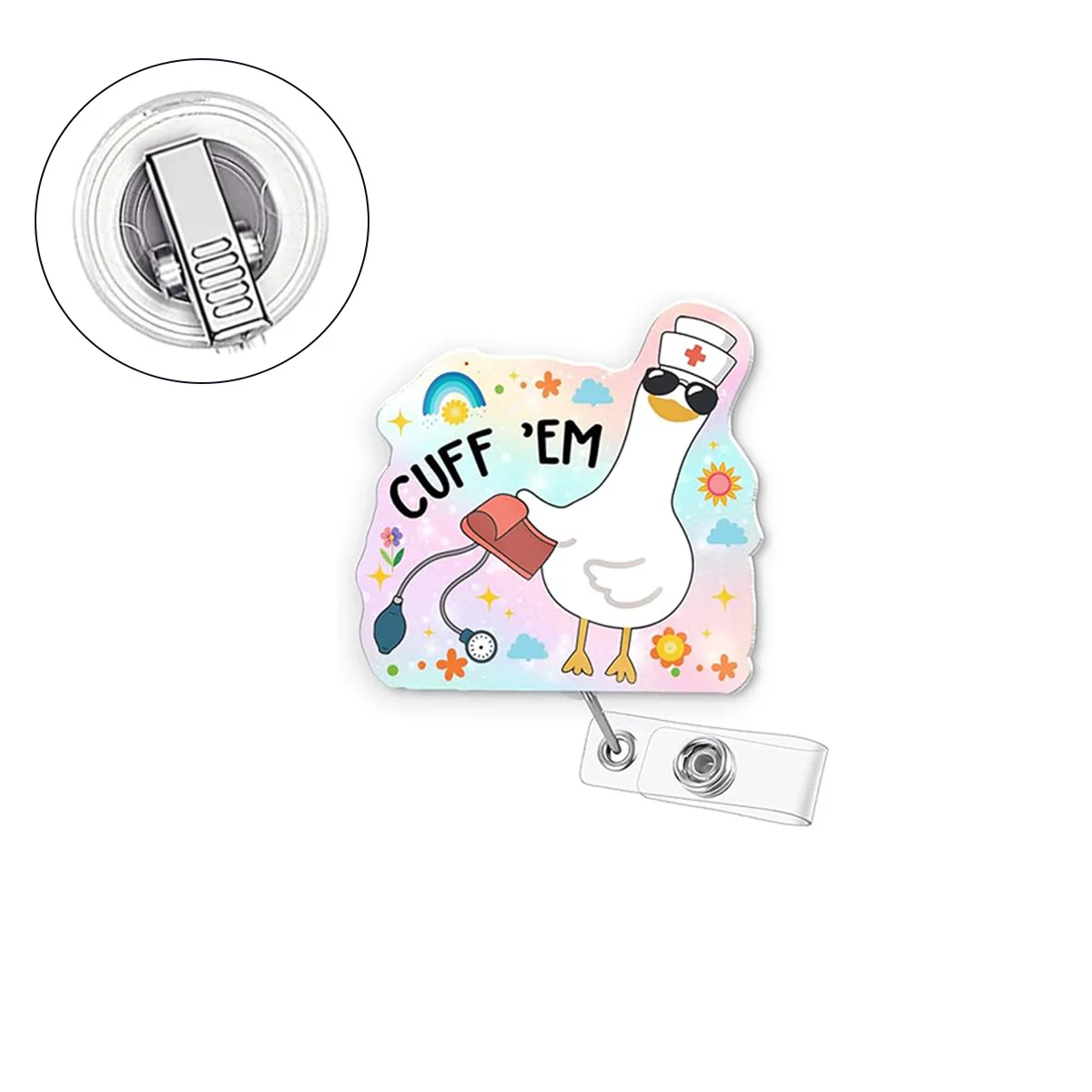 جديد شارة كليب سهلة سحب مشبك سلك جهاز الاكريليك الوردي أوزة ممرضة شارة كليب فلاش مسحوق الدورية تلسكوبي مشبك