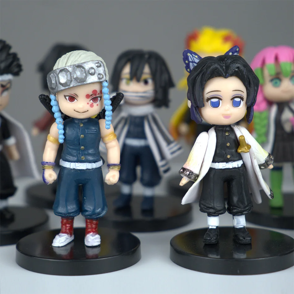 9 szt./zestaw Figurki Anime Demon Slayer Tanjirou Nezuko Zenitsu Inosuke Kyoujurou Figurka Akcji Wersja Q Model PVC Kawaii Zabawka Prezent