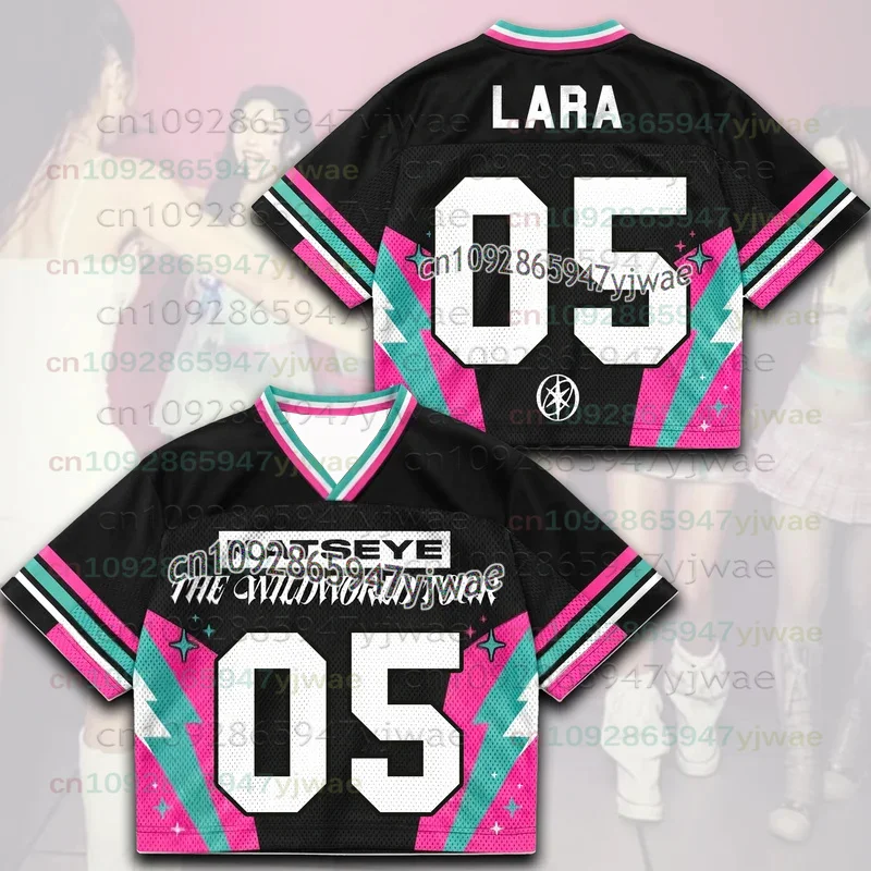 2026 Neues leuchtendes Katseye The Wild World Tour Jersey Merchandise Geschenk für Eyekons Bunte rosa-grüne schwarze T-Shirts für Männer, Frauen und Fans. – Detail 6