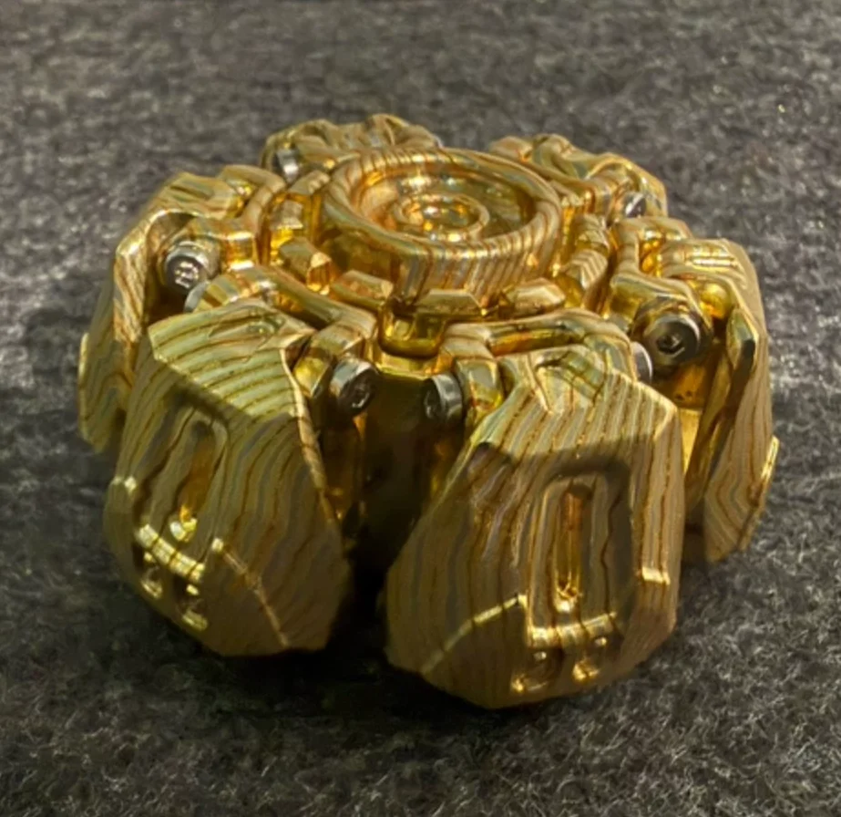 Used EDC T-Max Mokume Ancient Iron EDC Stress Relief Toy Haptic Spinner Fingertip Gyroscope Decompression Toys For Adult