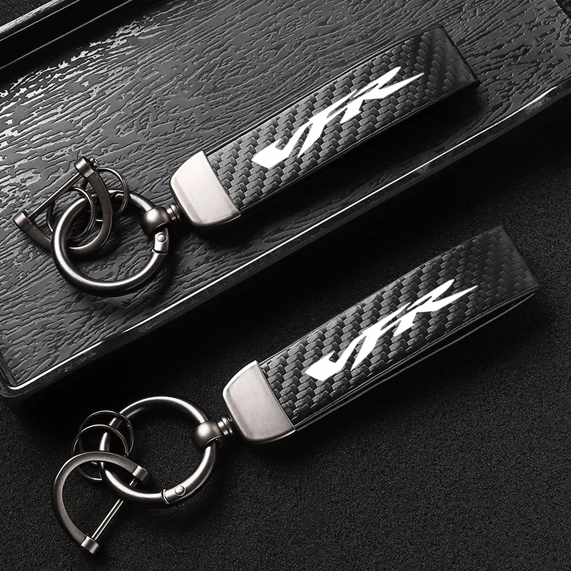 Leather Motorcycle KeyChain High-Grade Carbon Fiber For VFR 750 800 1200 Keyring Chains Lanyard Gifts Chain Accessories