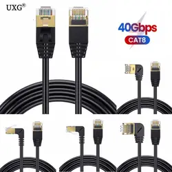 90 Degree Up Down Left Right Angled CAT8 Ethernet 40Gbps 2000MHz CAT 8 Networking Lan Cord for Laptops PS 4 Router RJ45 Cable