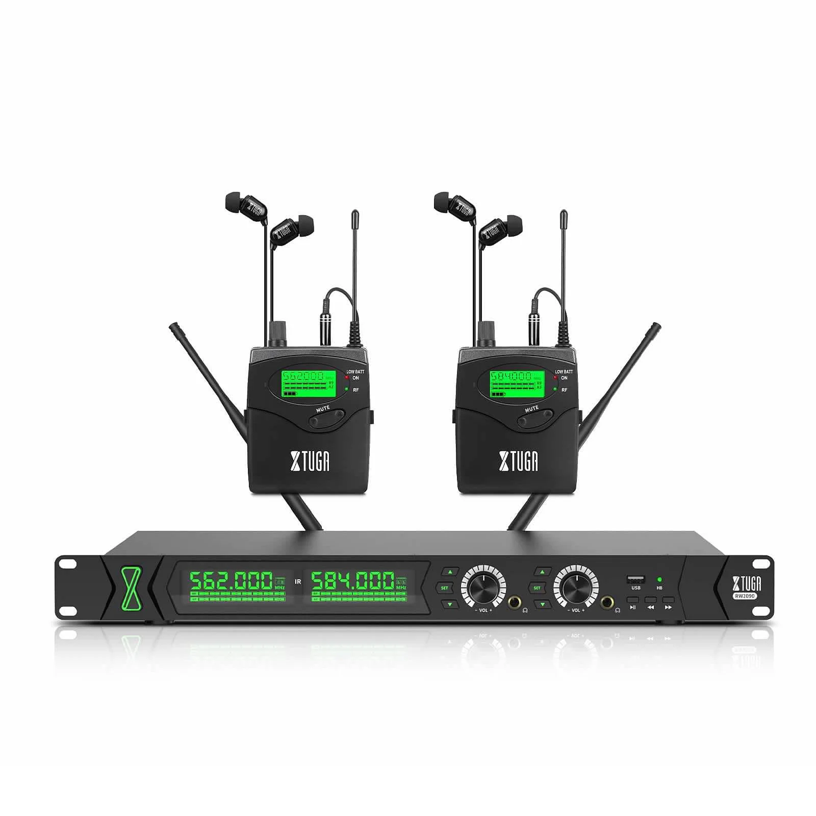 

XTUGA RW2090 Exclusive Styles UHF Professional 2 Bodypack in ears inalambricos system