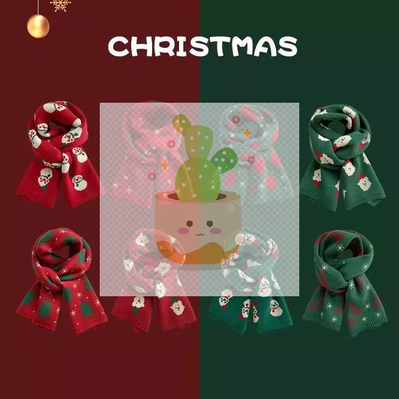 Syal Natal Rusa Salju yang Modis, Syal Hangat, Syal Merah, Hadiah Natal untuk Pasangan Pelajar, Syal Pelindung Leher Hangat Musim Dingin