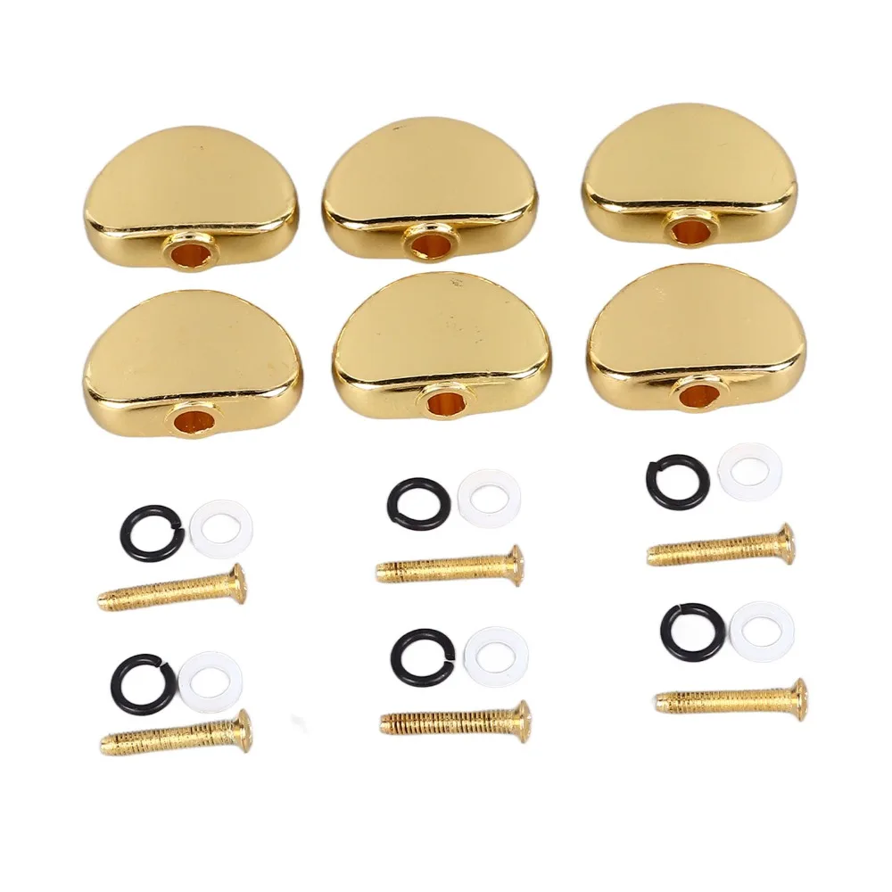 6PCS Professional Metal Guitar Tuning Peg Golden/Black Big Semicircle Guitar Tuning Key Replacement Tuning Peg Guitar