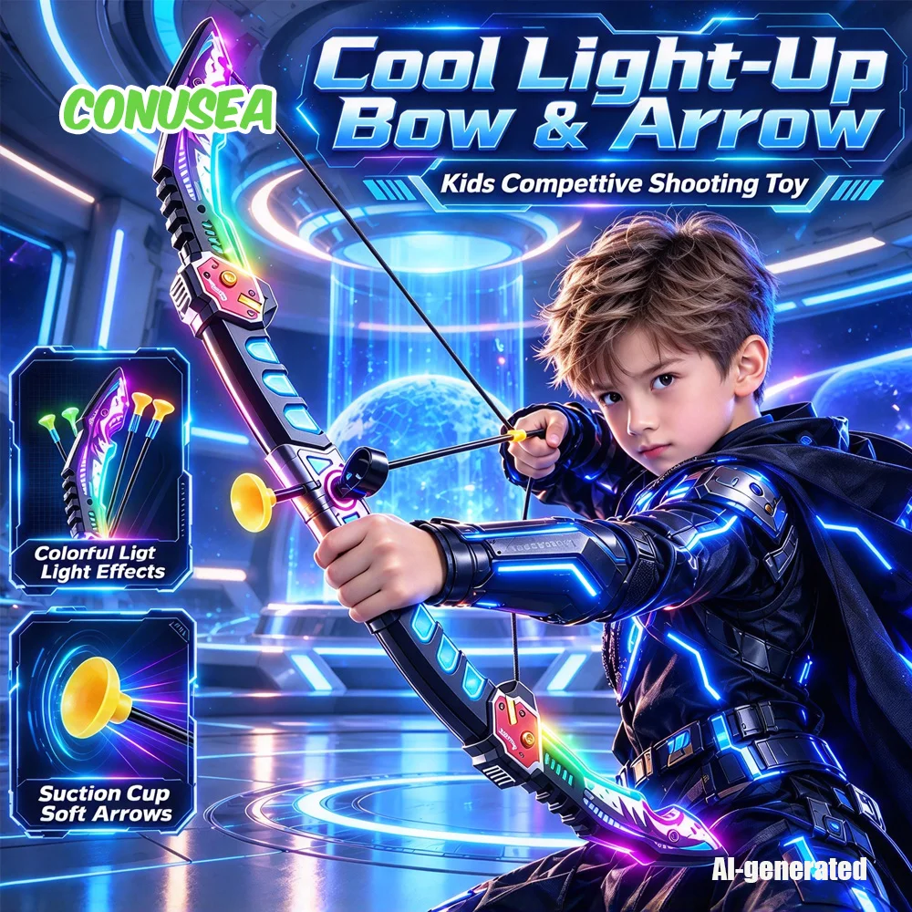 3-in-1 Lightsaber Toy Luminous Sword Bow And Arrows Competitive Fidgets Deformation Double-edged with Sound And Light Toy Gifts