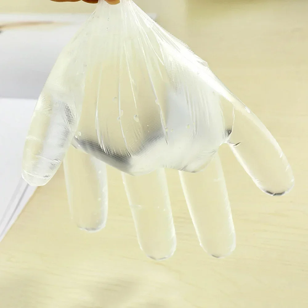 100pcs Disposable Gloves Catering Food Grade Plastic Transparent Gloves Restaurant Supplies Kitchen Dining Tableware Accessories