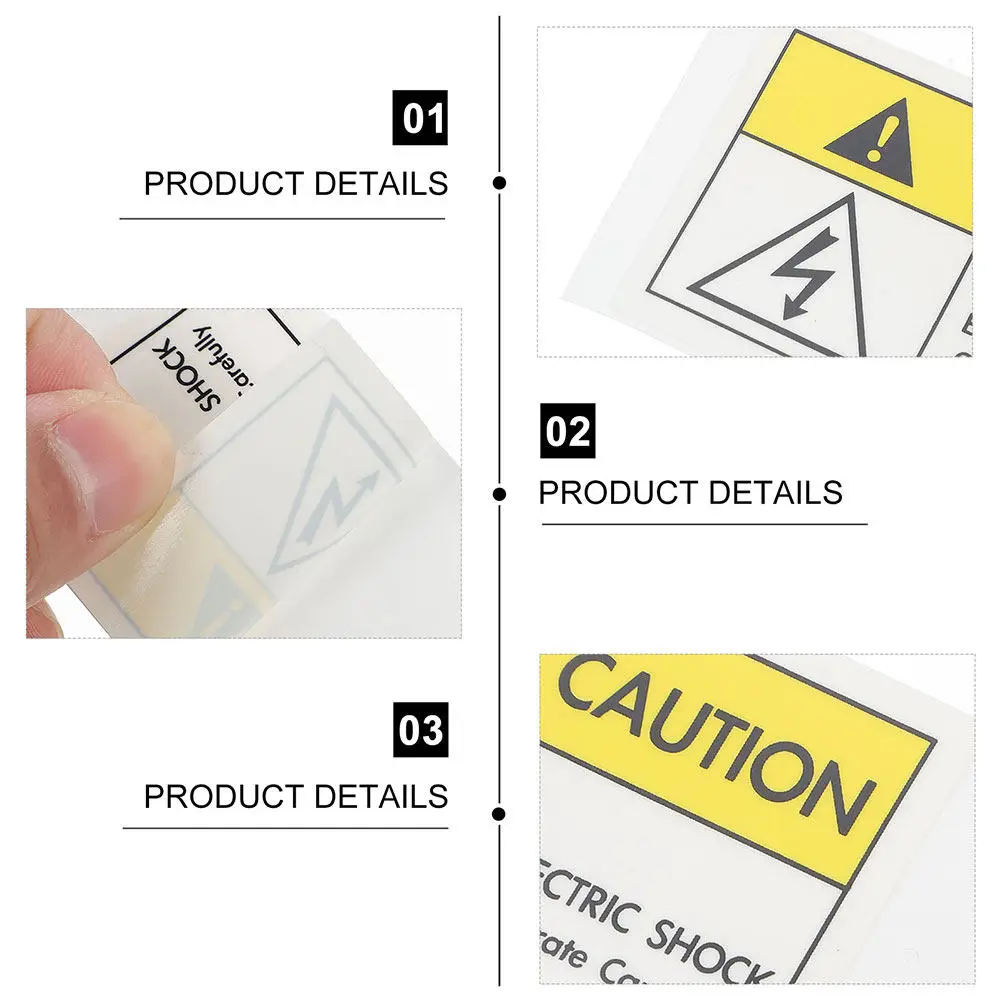 2Pcs Electric Shocks Sticker for Caution High Visibility Warning Sign Strong Bond PVC Material for Factory Office Gym Safety Use