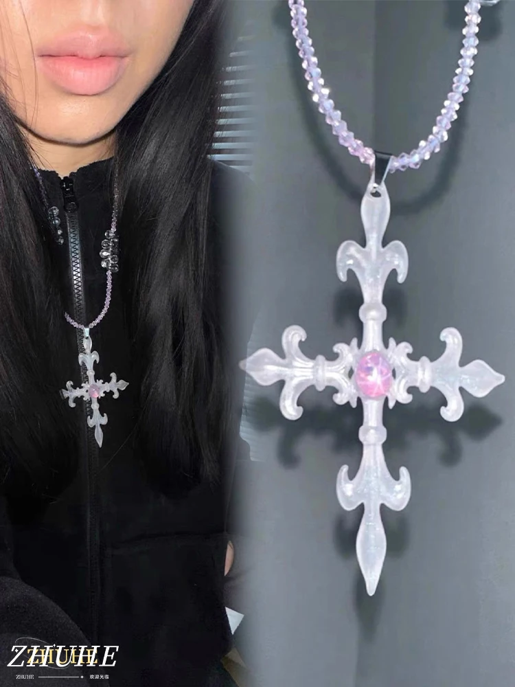 

ZHUHE The Iris Cross Necklace In The New Gothic Style Is A Jewelry Accessory For Men And Women And A Party Gift