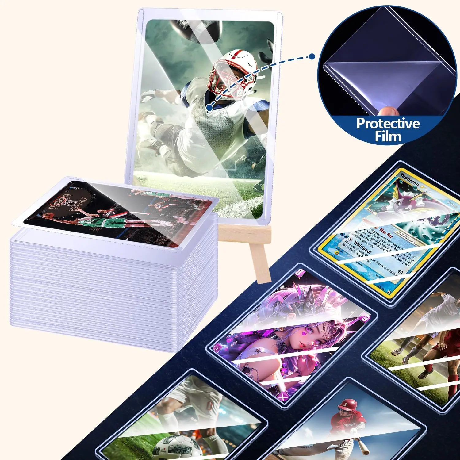 25-100pcs Covered With Protective Film Hard Card Sleeves Protector Holder Fit For Yugioh Pokemon Game Sports Card Collect Toy