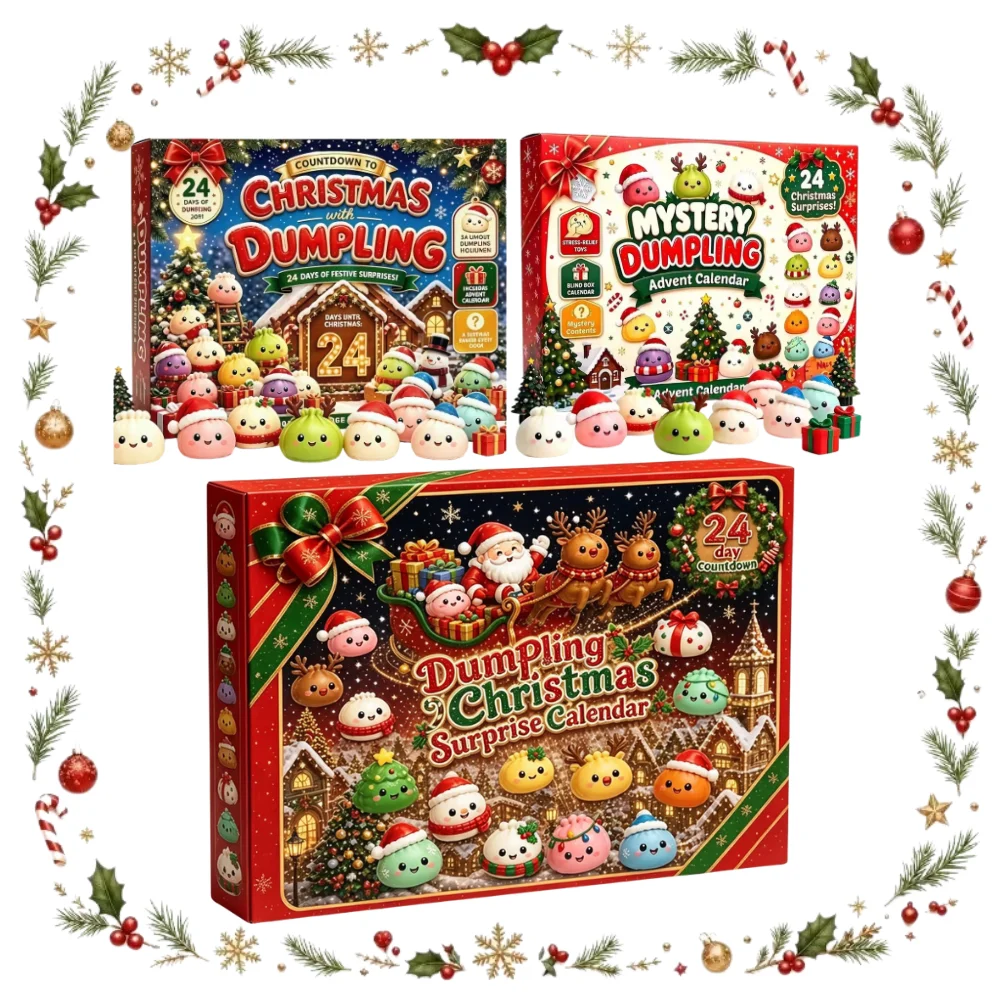 Squishy 2026 Neuer Weihnachts-Adventskalender, 24-Tage-Countdown-Überraschungsbox, Dumpling Squishies mit Langsamer Rückfederung, Squeeze-Sensorik-Geschenk