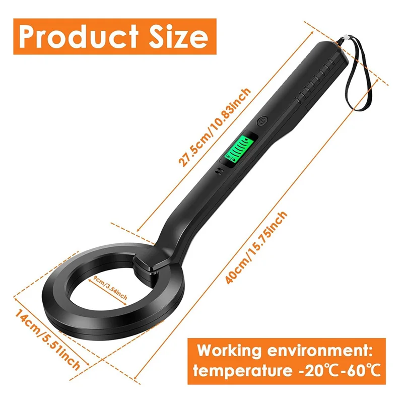 AA08-Metal Detector, Detector With Audible & Alerts 360° Scanning Handheld Metal Detector Treasure Finder For Metal Object