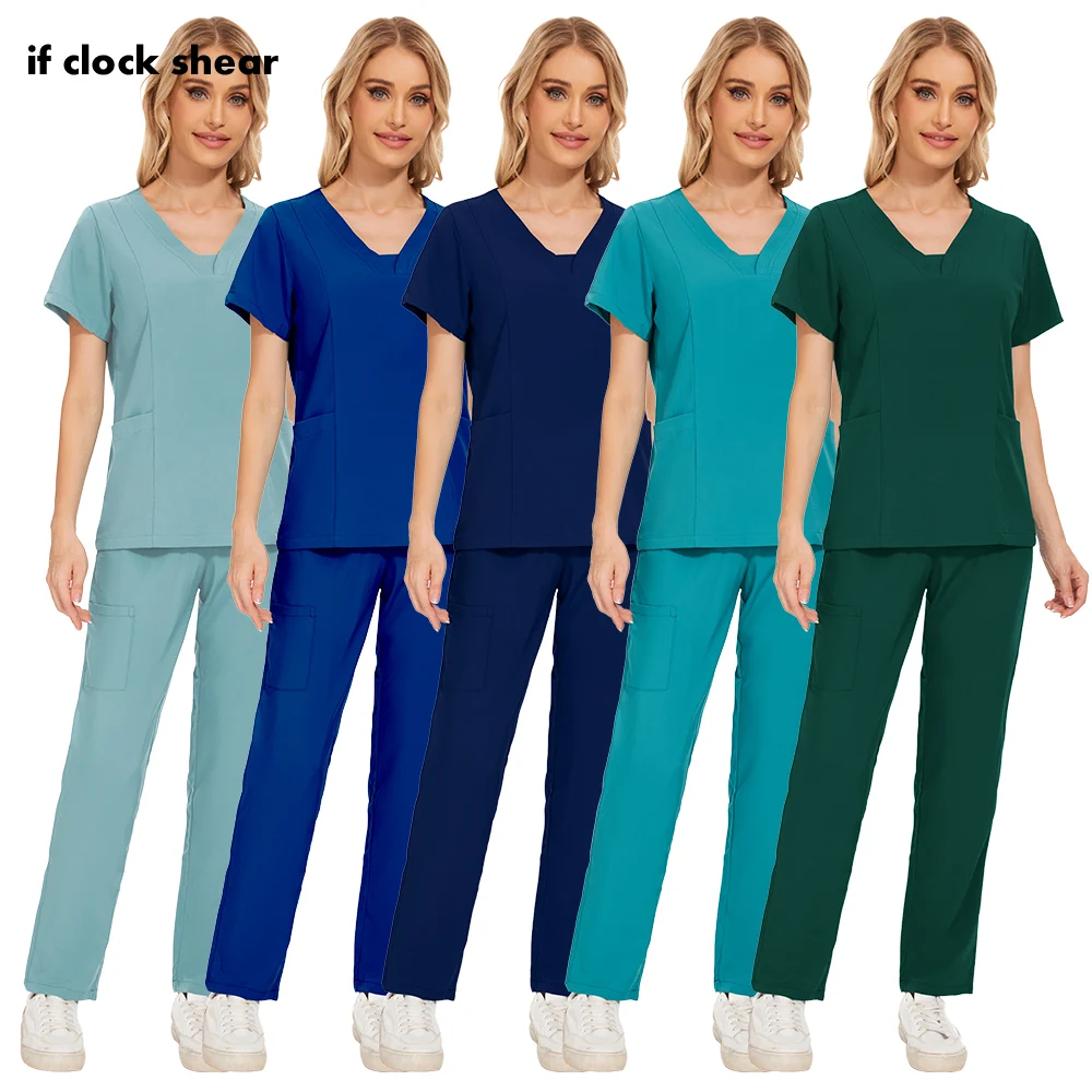 

Solid Color Pet Clinic Nurse Uniform Dental Hospital Nursing Uniform Scrubs Suits Pet Doctor Working Clothes Breathable Workwear