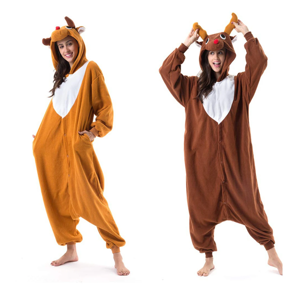 Kigurumi Onesie Animal Pajamas For Adult Women Men Christmas Deer Pyjamas Homewear Halloween Cosplay Party Costume