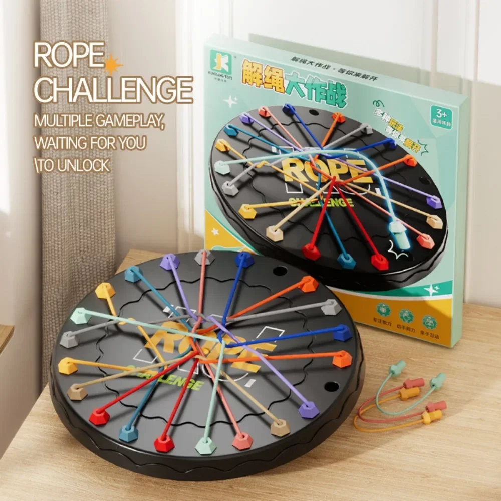 Kids Rope Knots Sensory Social Board Game Logical Thinking Challenge Colore Twisted Connected Line Brain Strategy Fun Table Game